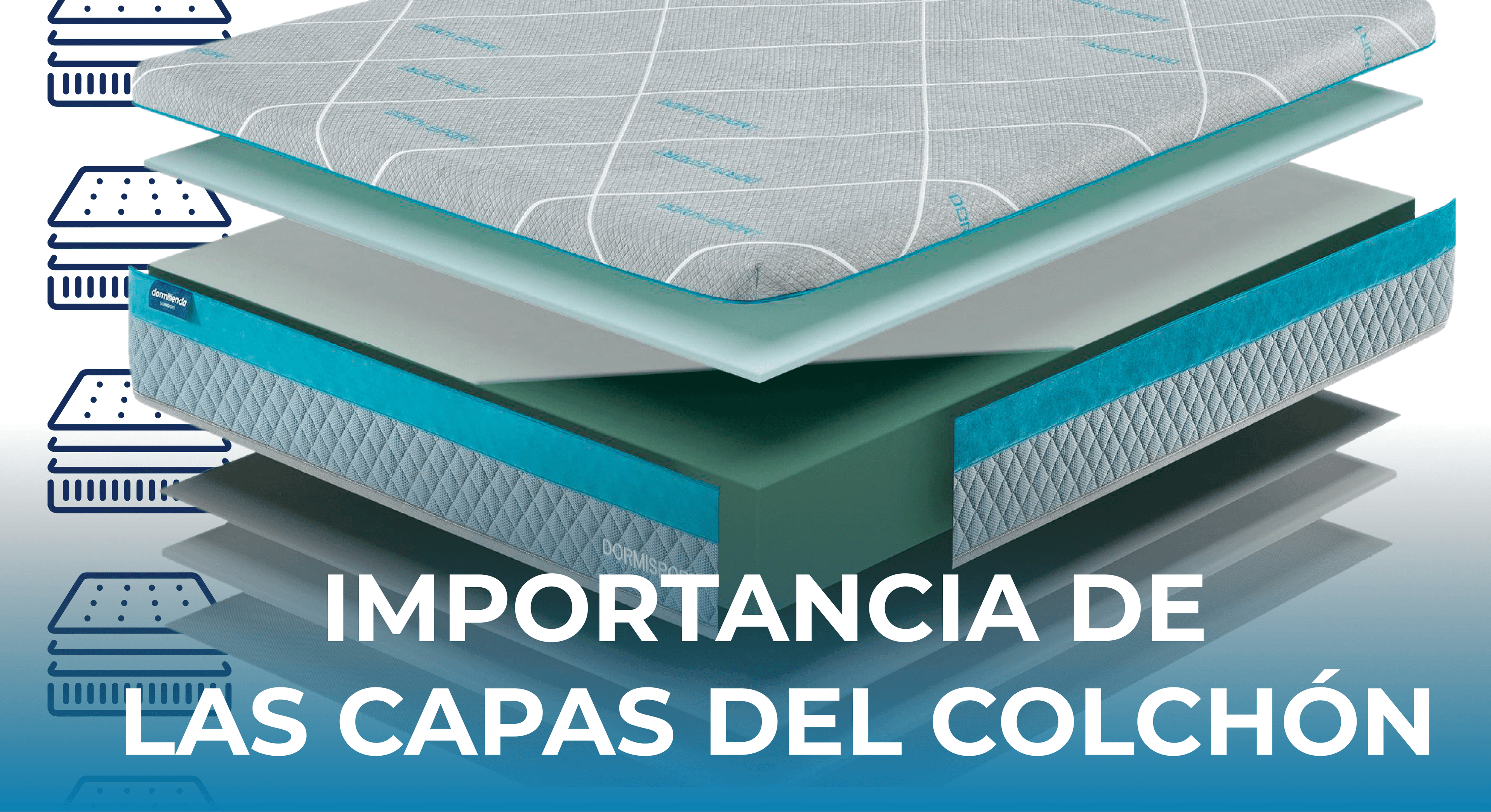 Vista técnica de las capas del colchón